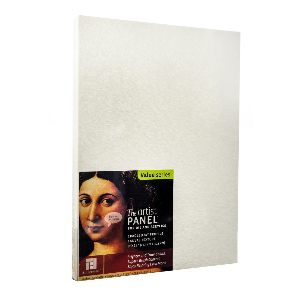 Ampersand Artist Panel Canvas Texture Cradled Profile, 9in x 12in, 3/4in, Pack Of 2 MPN:APC.75 912-2
