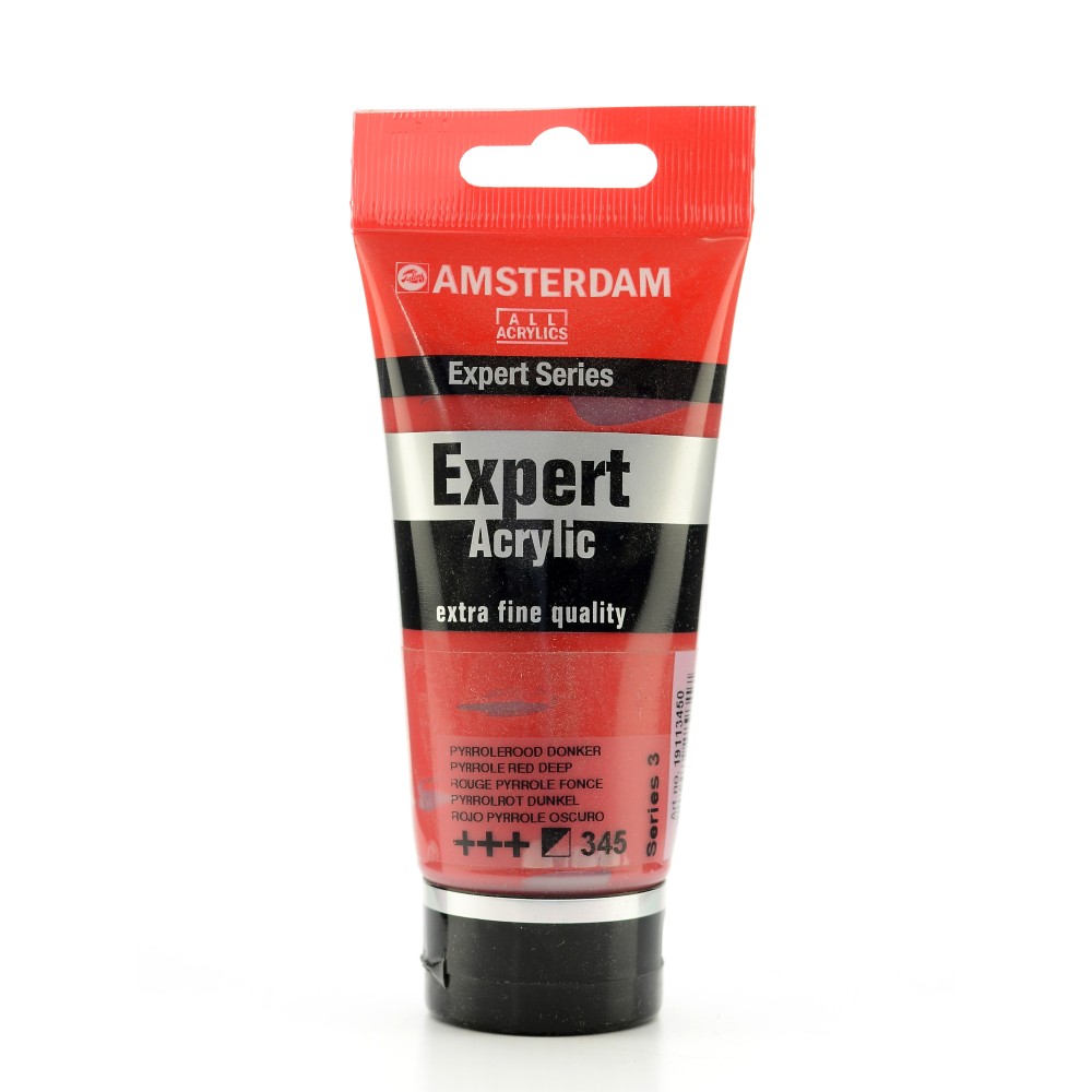 Amsterdam Expert Acrylic Paint Tubes, 75 mL, Pyrrole Red Deep, Pack Of 2 MPN:100515343-2