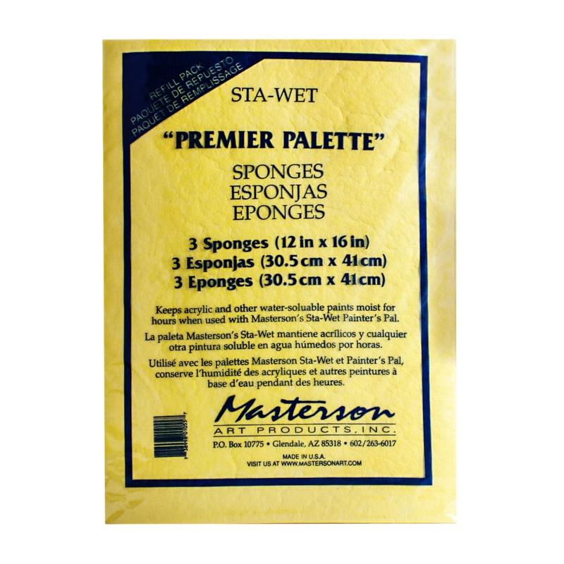 Masterson Premier Palette Sponge Refills, Disposable, 12in x 16in, Yellow, Pack Of 2 Sets MPN:105.53-2