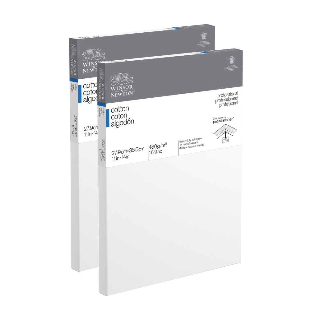 Winsor & Newton Professional Cotton-Stretched Traditional Canvases, 11in x 14in, White, Pack Of 2 MPN:2PK6203006