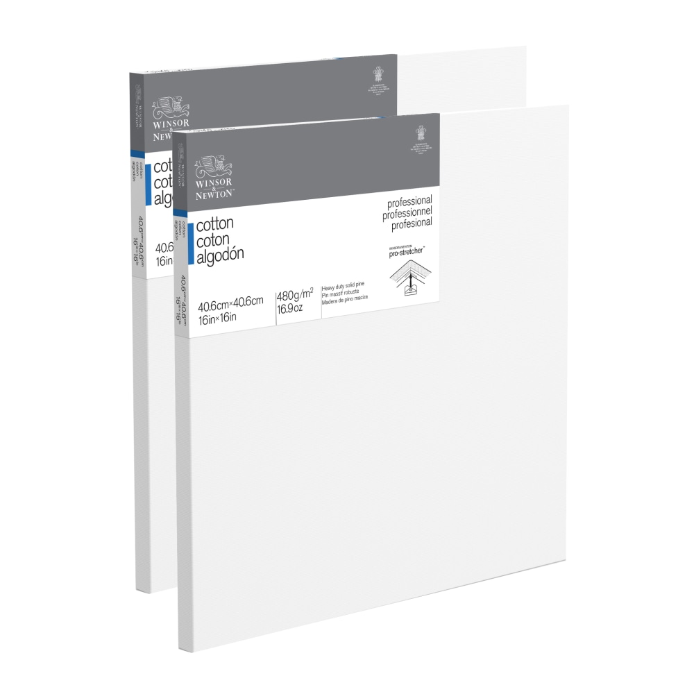 Winsor & Newton Professional Cotton-Stretched Traditional Canvases, 16in x 16in, White, Pack Of 2 MPN:2PK6203012