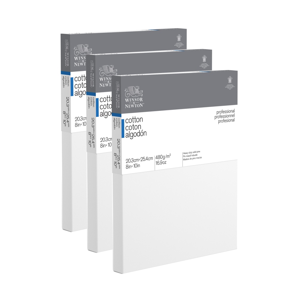 Winsor & Newton Professional Cotton-Stretched Traditional Canvases, 8in x 10in, White, Pack Of 2 MPN:3PK6203036