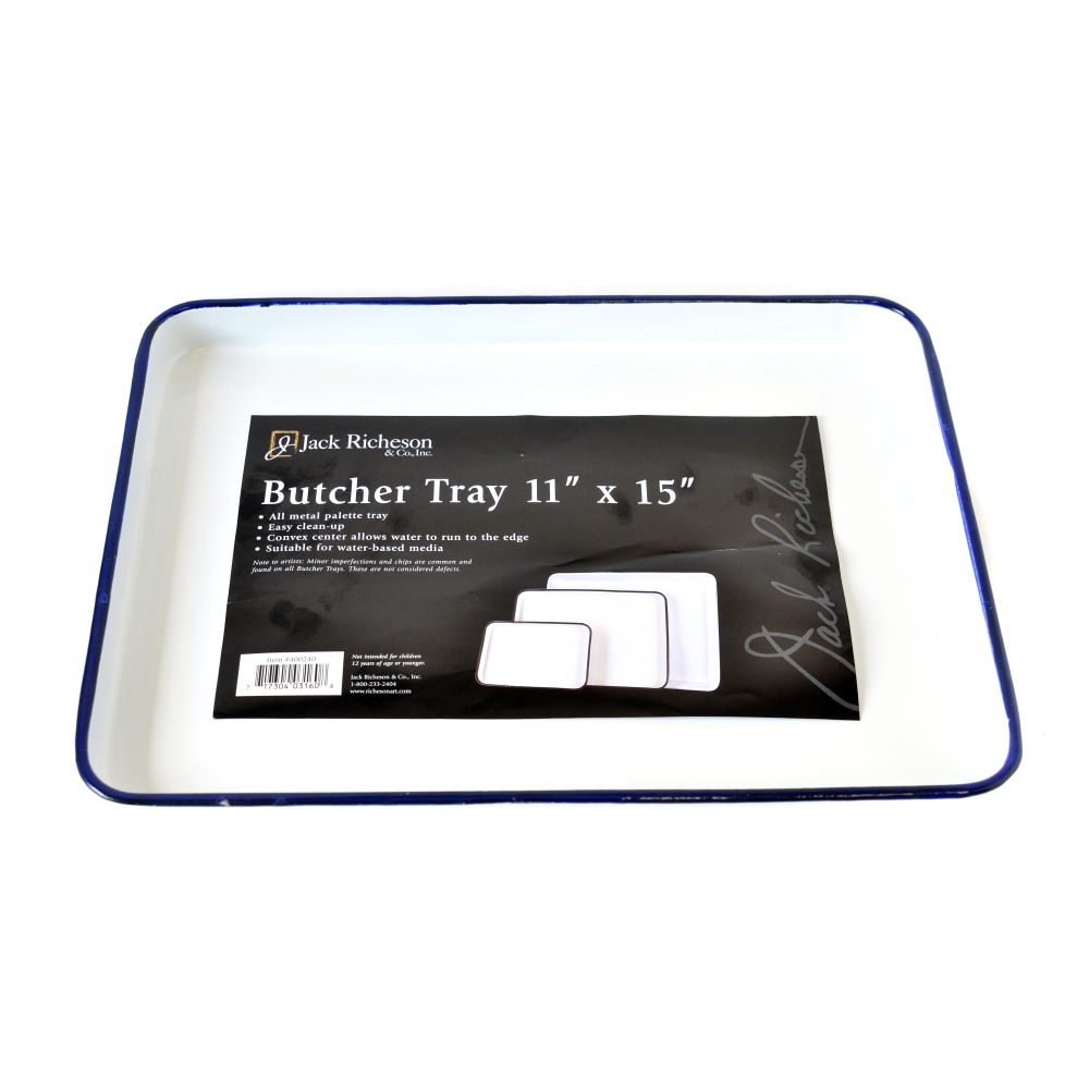 Jack Richeson Oblong Butcher Trays, Steel, Reusable, 11in x 15in, White, Pack Of 2 MPN:400240-2