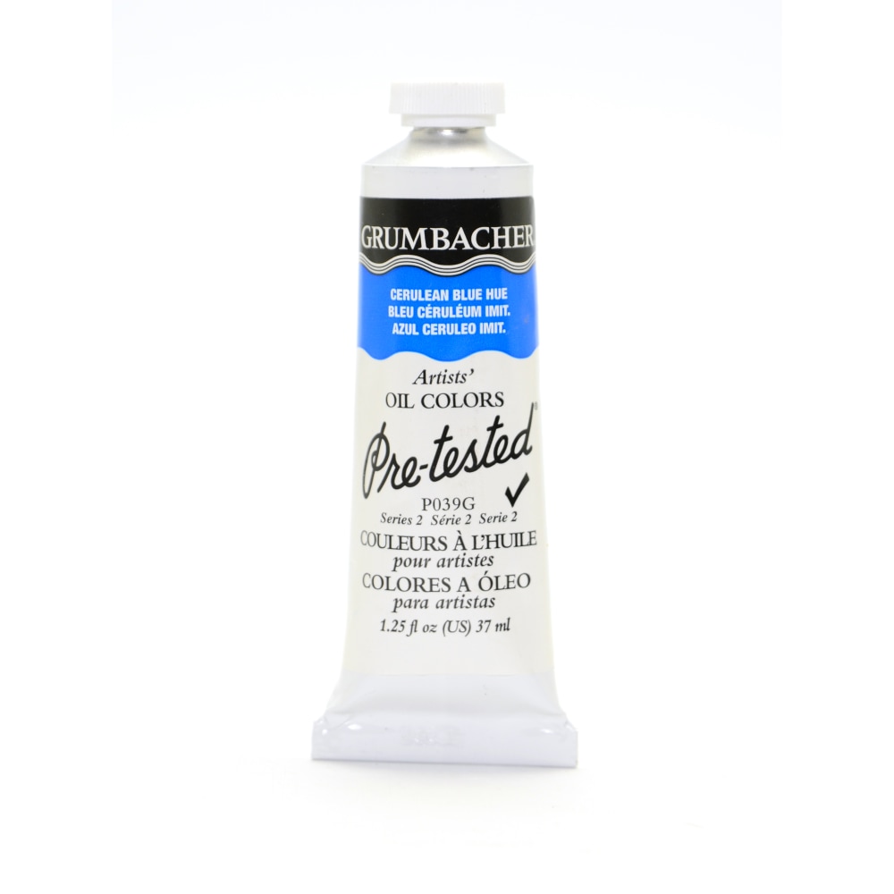 Grumbacher P039 Pre-Tested Artists Oil Colors, 1.25 Oz, Cerulean Blue Hue, Pack Of 2 MPN:P039G-2