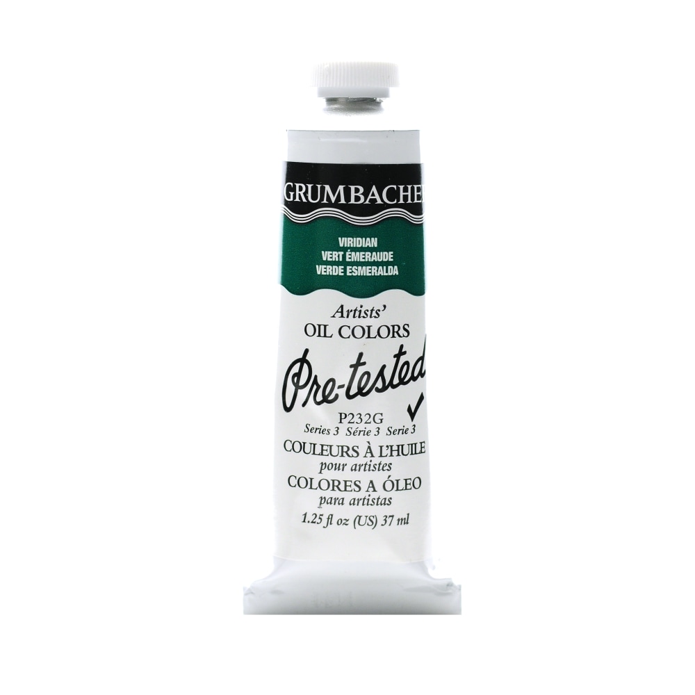 Grumbacher P232 Pre-Tested Artists Oil Colors, 1.25 Oz, Viridian, Pack Of 2 MPN:P232G-2