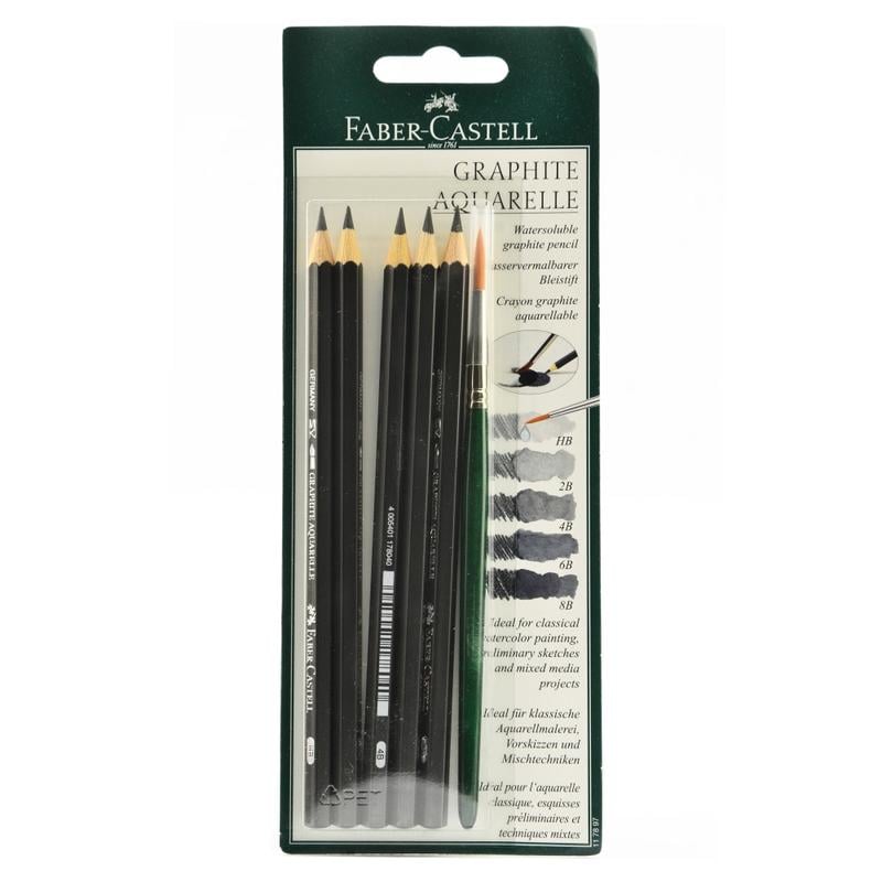 Faber-Castell Graphite Aquarelle Water-Soluble Pencil Sets, 5 Pencils Per Set, Pack Of 2 Sets MPN:117897-2