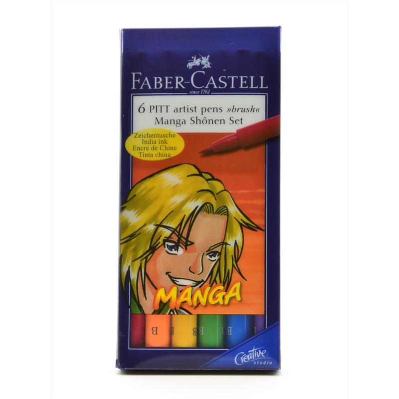Faber-Castell Manga Pens, Shonen 6-Piece Set, Assorted Colors, Pack Of 2 MPN:167131-2