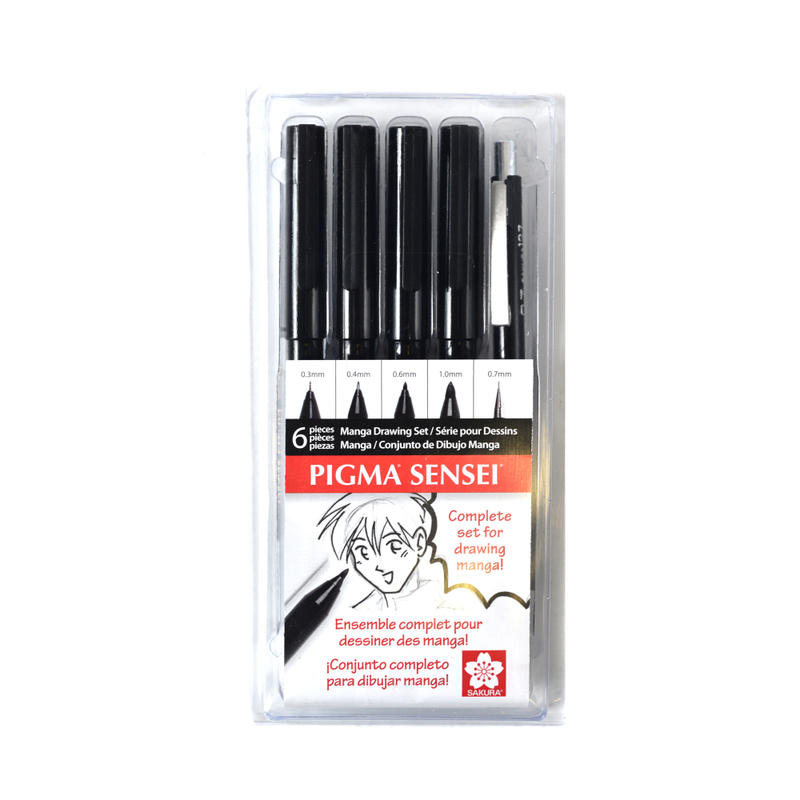 Sakura Pigma Sensei Manga Drawing Kit, 6-Piece Set, Black Ink, Pack Of 2 MPN:50200-2
