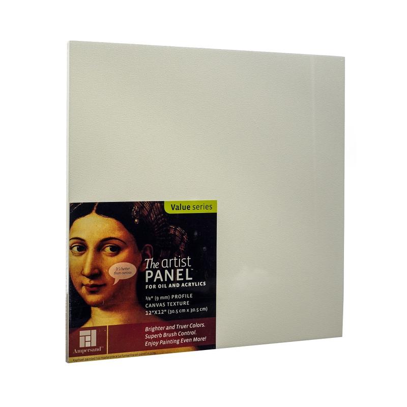 Ampersand Artist Panel Canvas Texture Flat Profile, 12in x 12in, 3/8in, Pack Of 2 MPN:AP9M122-2