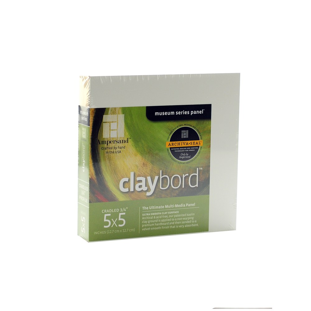 Ampersand Cradled Claybord, 5in x 5in, 3/4in, White, Pack Of 2 MPN:CBSC055-2