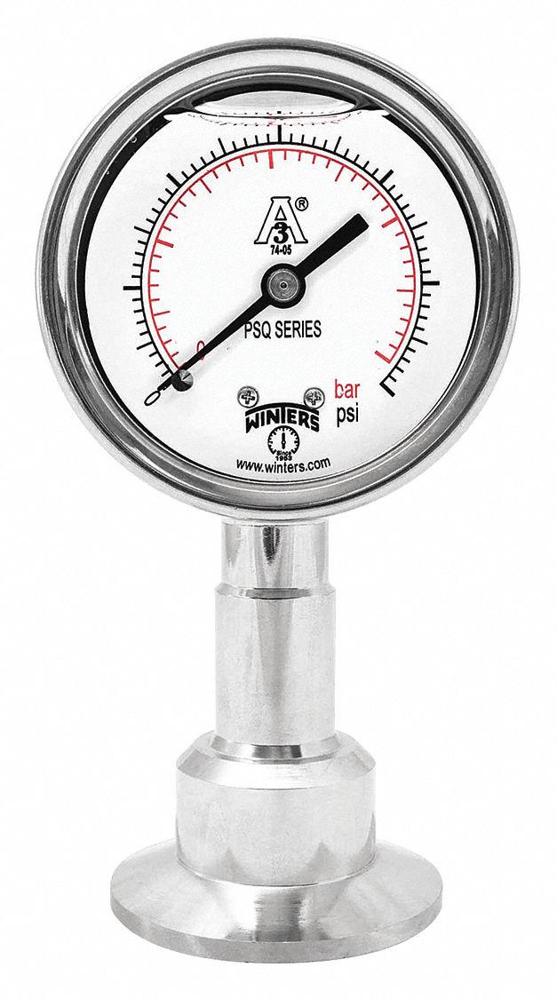 Pressure Gauge 2-1/2 Dial Size Silver MPN:PSQ15802