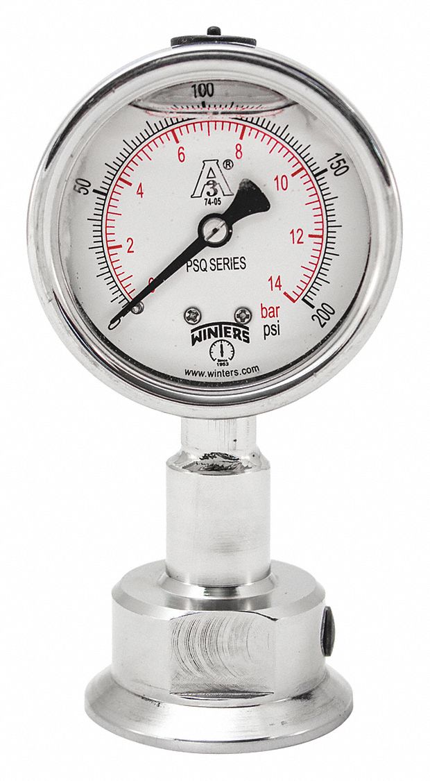 Pressure Gauge 2-1/2 Dial Size Silver MPN:PSQ15806