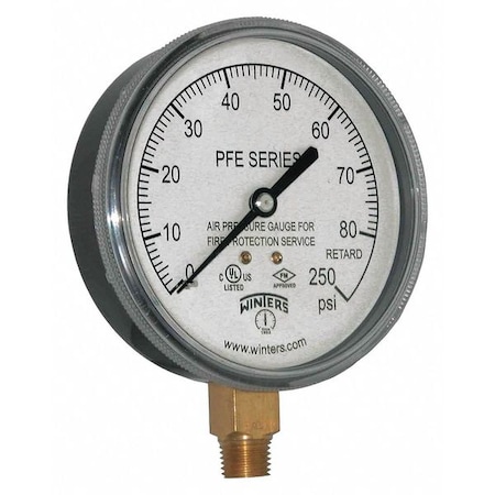 Pressure Gauge, 0 to 80 psi, 1/4 in MNPT, Plastic, Black MPN:PFE3932R1