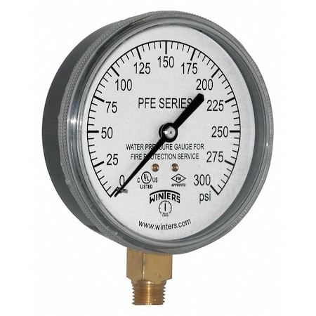 Pressure Gauge, 0 to 300 psi, 1/4 in MNPT, Plastic, Black MPN:PFE3933R1