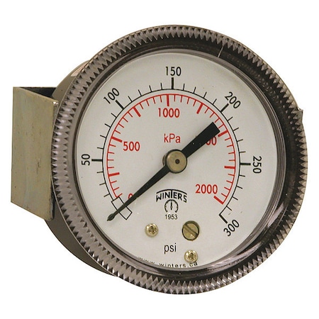 Panel-Mount Pressure Gauge, 0 to 300 psi, 2 in Dial, 1/8 in NPT, Center Back Location MPN:P9U901427UC