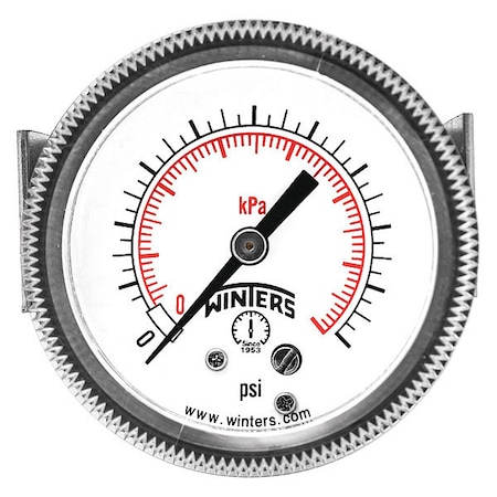 Panel-Mount Vacuum Gauge, 30 to 0 psi, 2 1/2 in Dial, 1/4 in NPT, Center Back Location MPN:P9U901431UC