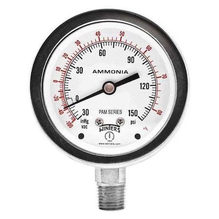 2 1/2 in Dial, 1/4 in NPT Bottom Location, AISI 304 Stainless Steel Case Material MPN:PAM1750