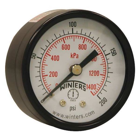 2 in Dial, 1/4 in NPT Center Back Location, Steel Case Material MPN:PEM1410