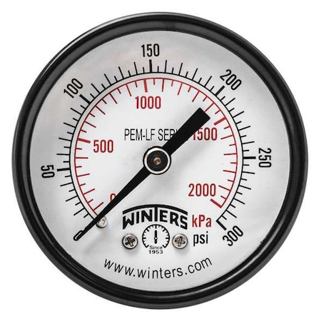 Lead-Free Pressure Gauge, 0 to 300 psi, 2 in Dial, 1/4 in NPT, Center Back Location MPN:PEM1411LF