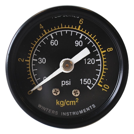 Commercial Pressure Gauge, 0 to 150 psi, 1 1/2 in Dial, 1/8 in NPT, Center Back Location MPN:PEM1421-CD