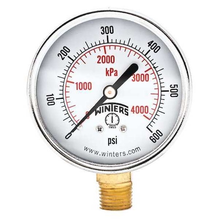 2 1/2 in Dial, 1/4 in NPT Bottom Location, Steel Case Material MPN:PEM218