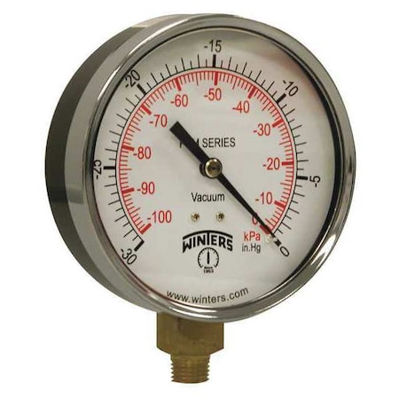 4 in Dial, 1/4 in NPT Bottom Location, Steel Case Material MPN:PEM220
