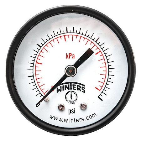 Commercial Pressure Gauge, 0 to 400 psi, 2 1/2 in Dial, 1/4 in NPT, Center Back Location MPN:PEM3412