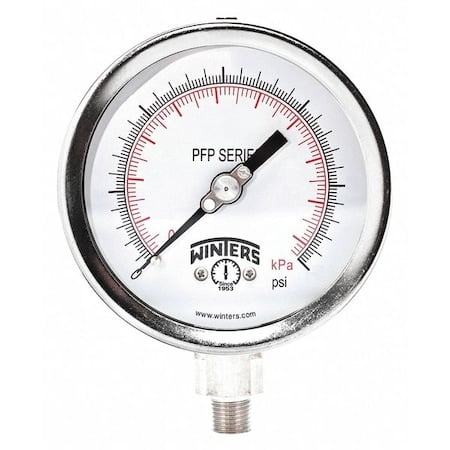 Industrial Pressure Gauge, 0 to 200 psi, 4 in Dial, 1/4 in NPT, Bottom Location MPN:PFP646WBW