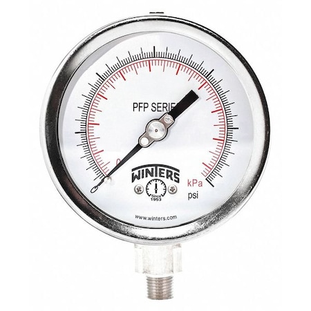 Industrial Pressure Gauge, 0 to 600 psi, 4 in Dial, 1/4 in NPT, Bottom Location MPN:PFP648WBW