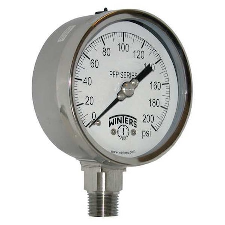 4 in Dial, 1/2 in NPT Bottom Location, AISI 304 Stainless Steel Case Material MPN:PFP661R1