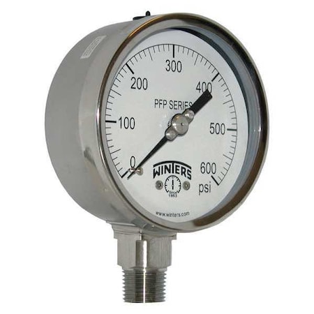 4 in Dial, 1/2 in NPT Bottom Location, AISI 304 Stainless Steel Case Material MPN:PFP663R1