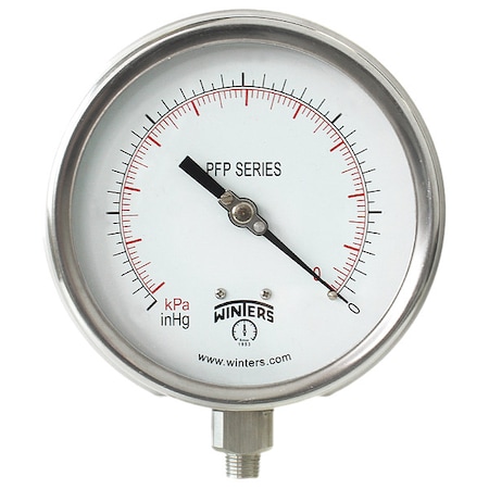 Panel-Mount Pressure Gauge, 0 to 60 psi, 4 1/2 in Dial, 1/4 in NPT, Bottom Location MPN:PFP710-DRY-45BF