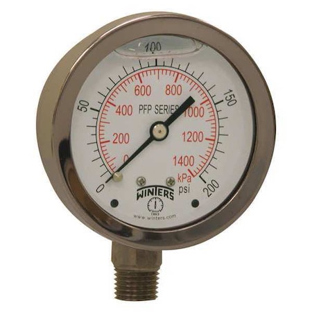 2 1/2 in Dial, 1/4 in NPT Bottom Location, AISI 304 Stainless Steel Case Material MPN:PFP826