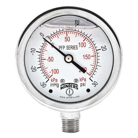 2 1/2 in Dial, 1/4 in NPT Bottom Location, AISI 304 Stainless Steel Case Material MPN:PFP861