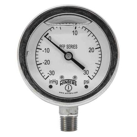 Filled Ss/Ss Gauge2.5 1/4 Lm 30-0-30 psi, 2 1/2 in Dial, 1/4 in NPT Bottom Location MPN:PFP861R1