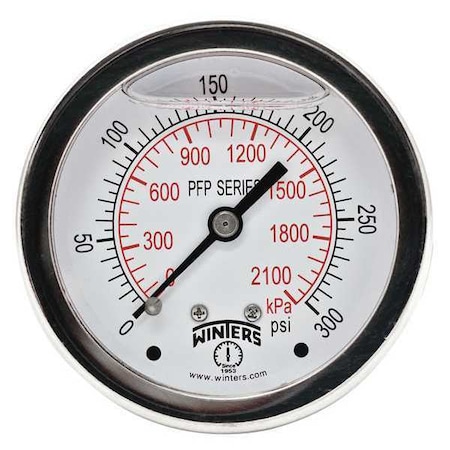 Filled Ss/Ss Gauge2.5 1/4 Cb 300 psi/Kpa, 2 1/2 in Dial, 1/4 in NPT Center Back Location MPN:PFP927