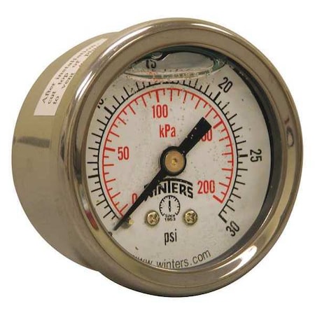 1 1/2 in Dial, 1/8 in NPT Center Back Location, AISI 304 Stainless Steel Case Material MPN:PFQ1122