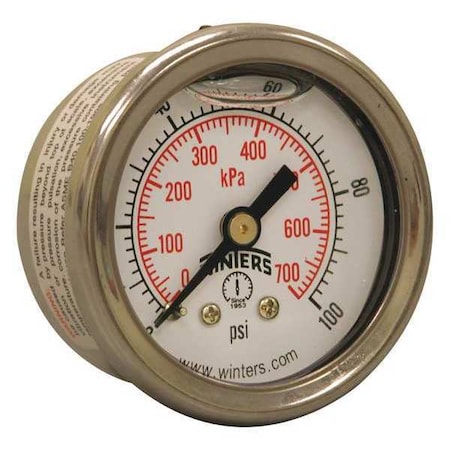 1 1/2 in Dial, 1/8 in NPT Center Back Location, AISI 304 Stainless Steel Case Material MPN:PFQ1124