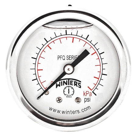 Industrial Pressure Gauge, 0 to 600 psi, 1 1/2 in Dial, 1/8 in NPT, Center Back Location MPN:PFQ1228