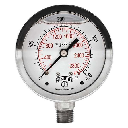 2 1/2 in Dial, 1/4 in NPT Bottom Location, AISI 304 Stainless Steel Case Material MPN:PFQ125