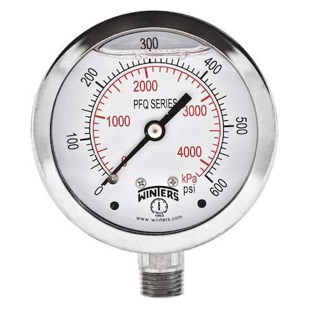 Qual. Ss/Ss Gauge 2.5 1/4 Lm 600 psi/Kpa, 2 1/2 in Dial, 1/4 in NPT Bottom Location MPN:PFQ126