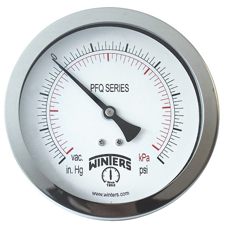Industrial Pressure Gauge, 0 to 400 psi, 4 in Dial, 1/4 in NPT, Center Back Location MPN:PFQ1275-DRY