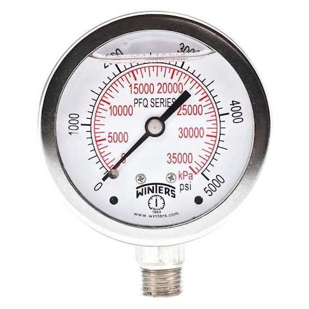 Qual. Ss/Ss Gauge 2.5 1/4 Lm 5000Psi/Kpa, 2 1/2 in Dial, 1/4 in NPT Bottom Location MPN:PFQ138