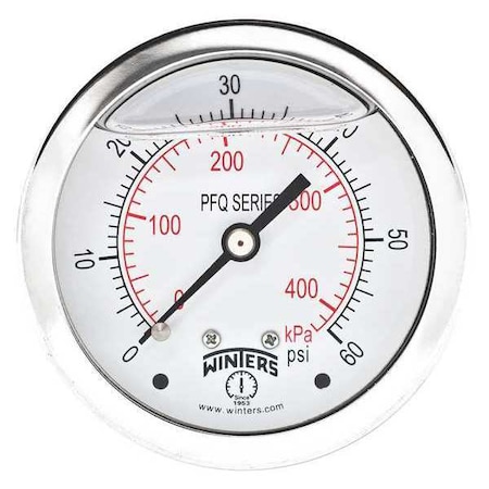 2 1/2 in Dial, 1/4 in NPT Center Back Location, AISI 304 Stainless Steel Case Material MPN:PFQ164