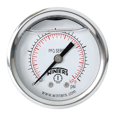 Industrial Pressure Gauge, 0 to 1, 000 psi, 2 in Dial, 1/4 in NPT, Center Back Location MPN:PFQ2201