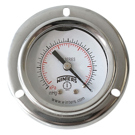 Panel-Mount Pressure Gauge, 0 to 100 psi, 2 in Dial, 1/8 in NPT, Center Back Location MPN:PFQ2437-DRY-2FF