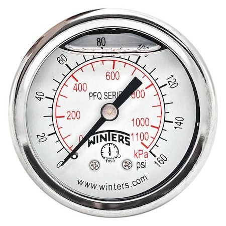 Panel-Mount Pressure Gauge, 0 to 160 psi, 2 in Dial, 1/8 in NPT, Center Back Location MPN:PFQ2438-DRY-2FF