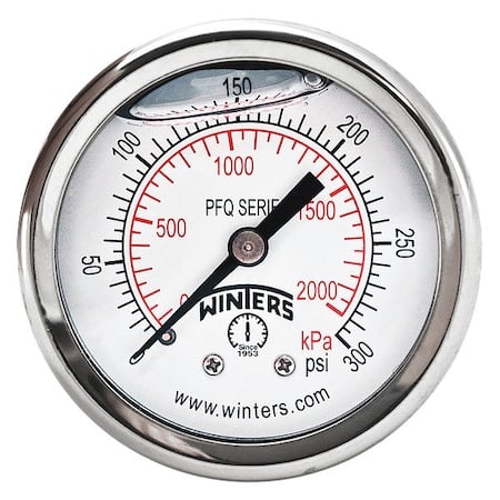 Panel-Mount Pressure Gauge, 0 to 300 psi, 2 in Dial, 1/8 in NPT, Center Back Location MPN:PFQ2440-DRY-2FF