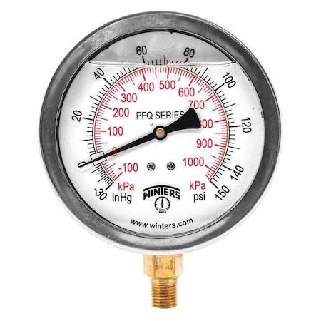 4 in Dial, 1/4 in NPT Bottom Location, AISI 304 Stainless Steel Case Material MPN:PFQ705
