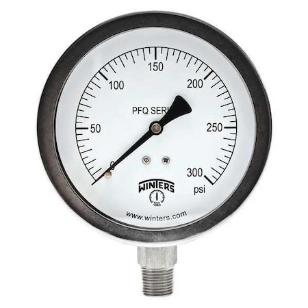 4 in Dial, 1/4 in NPT Bottom Location, AISI 304 Stainless Steel Case Material MPN:PFQ774R1